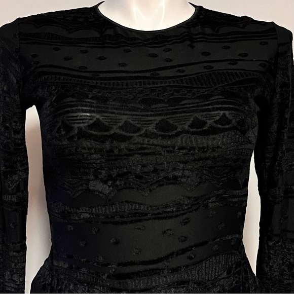 Cosabella Bodysuit Burnout Velvet Med Black Lace Sheer Mesh Textured Sexy Italy - Picture 7 of 14